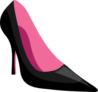 fashionpink-and-black-shoe-cartoon-style-illustration-366052