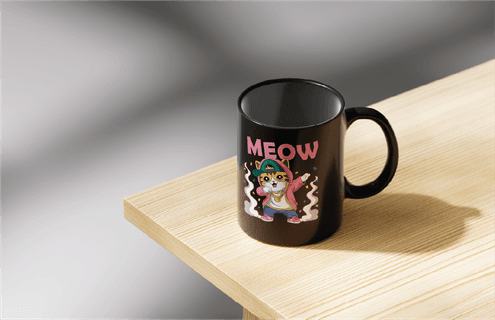 Cute Cat Mug Illustration Set – Hip-Hop, Chill Mode & Let’s Roll (Ceramic Mug Print Templates) - Premium Vector Graphic