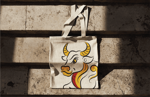 Vietnamese Folk Art Zodiac - Sửu – Buffalo Tote Bag Design - Premium Vector Graphic