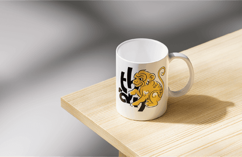 Vietnamese Folk Zodiac – Thân (Monkey) Ceramic Mug Design - Premium Vector Graphic