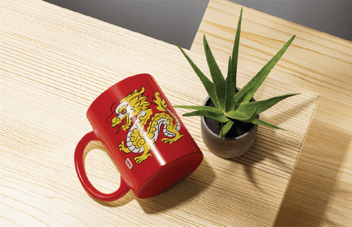 Vietnamese Folk Art Zodiac – Thìn (Dragon) Ceramic Mug - Premium Vector Graphic