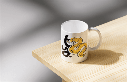 Vietnamese Folk Art Zodiac Tỵ – Snake Ceramic Mug Design - Premium Vector Graphic