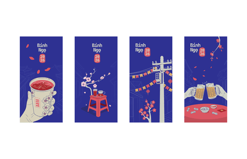 Whispers of Tet in Hanoi – Lunar New Year red envelope design - Premium Vector Graphic