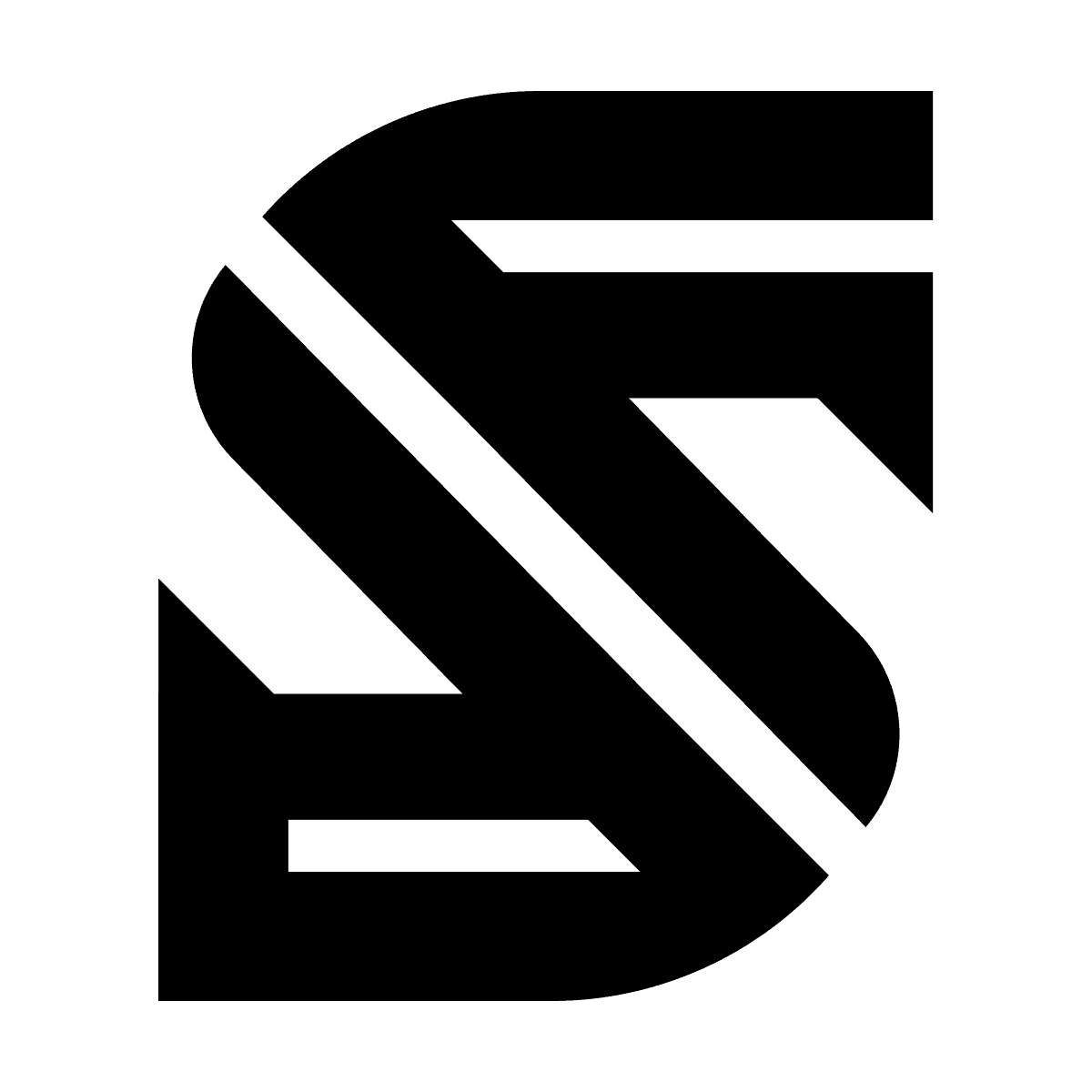 stylized letter s logo with bold and modern shapes in black