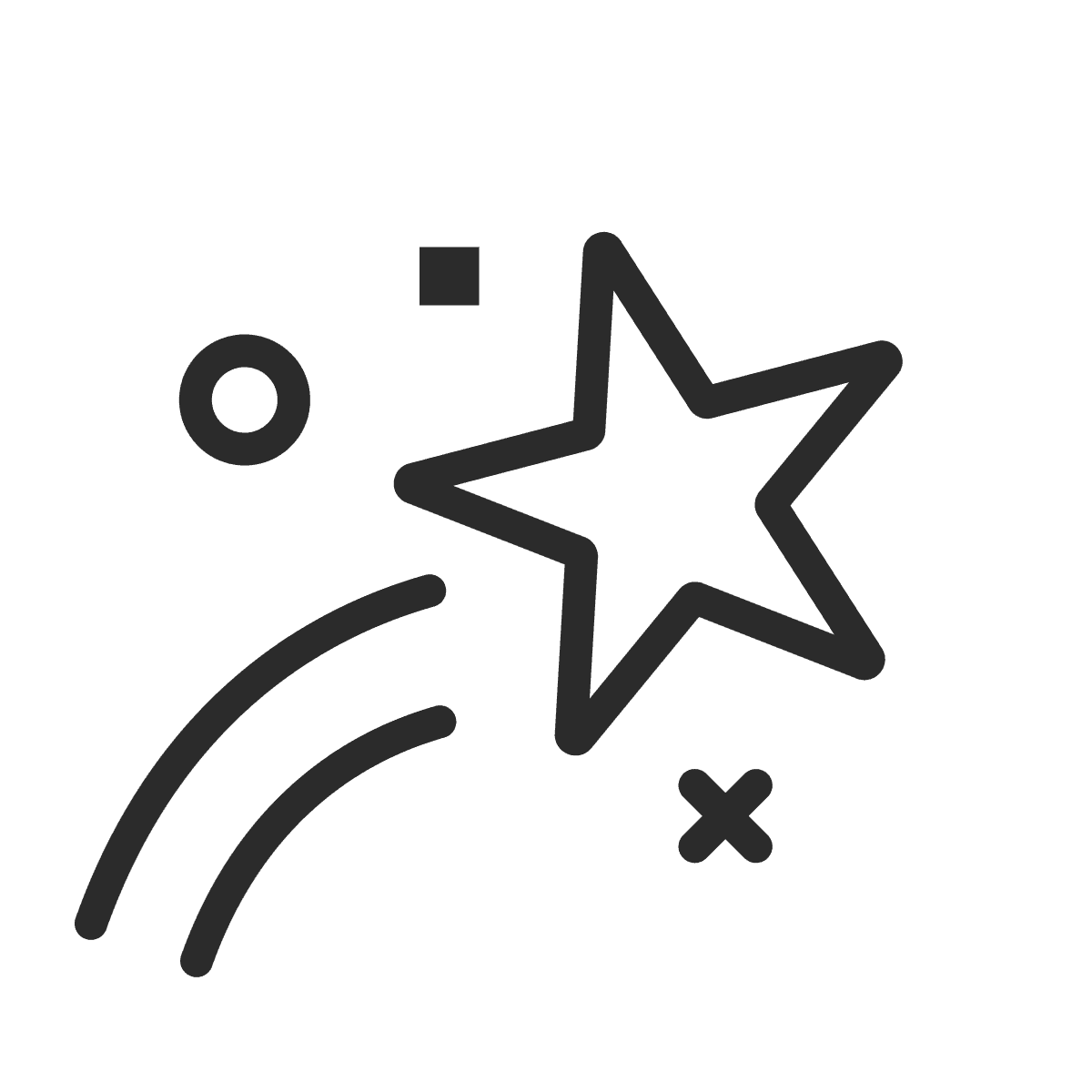 playful star icon with whimsical trail