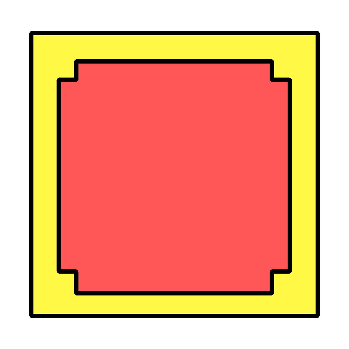 playful geometric square icon with a bold retro gaming look