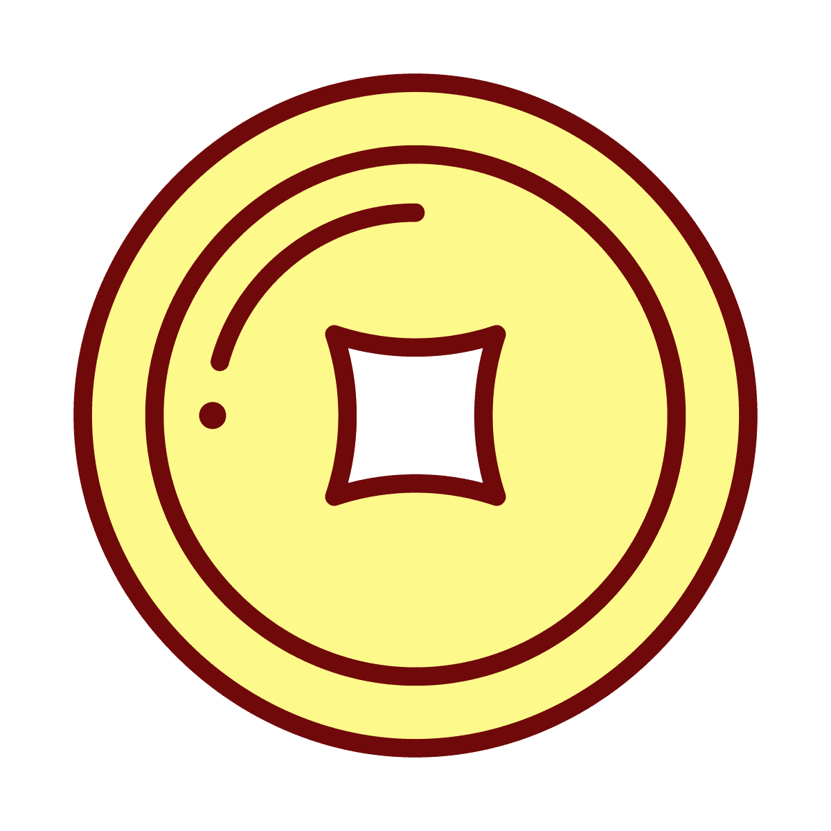 sleek minimal line art chinese coin icon for cultural branding