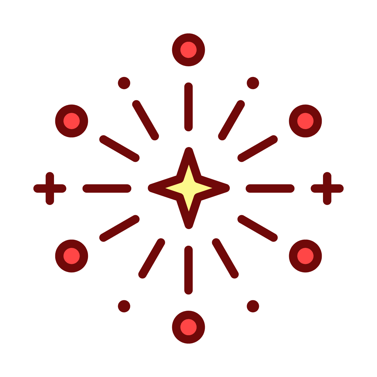 cheerful line art sparkle icon for festive digital content