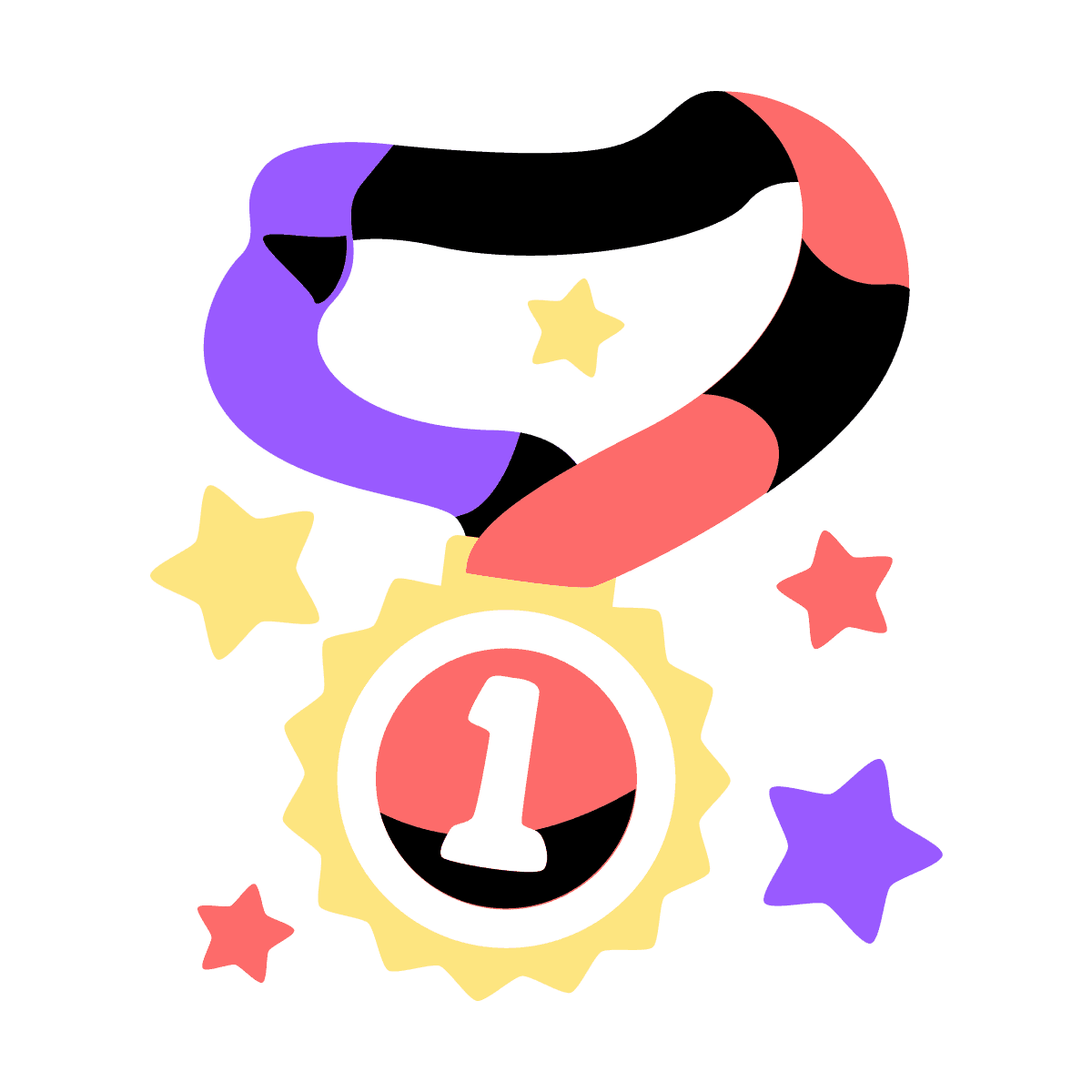 decorative school supply icon in playful style with stars and medals
