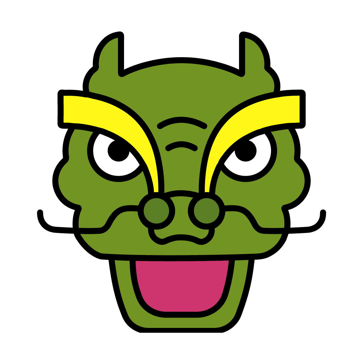 vibrant cartoon dragon head illustration for festive branding