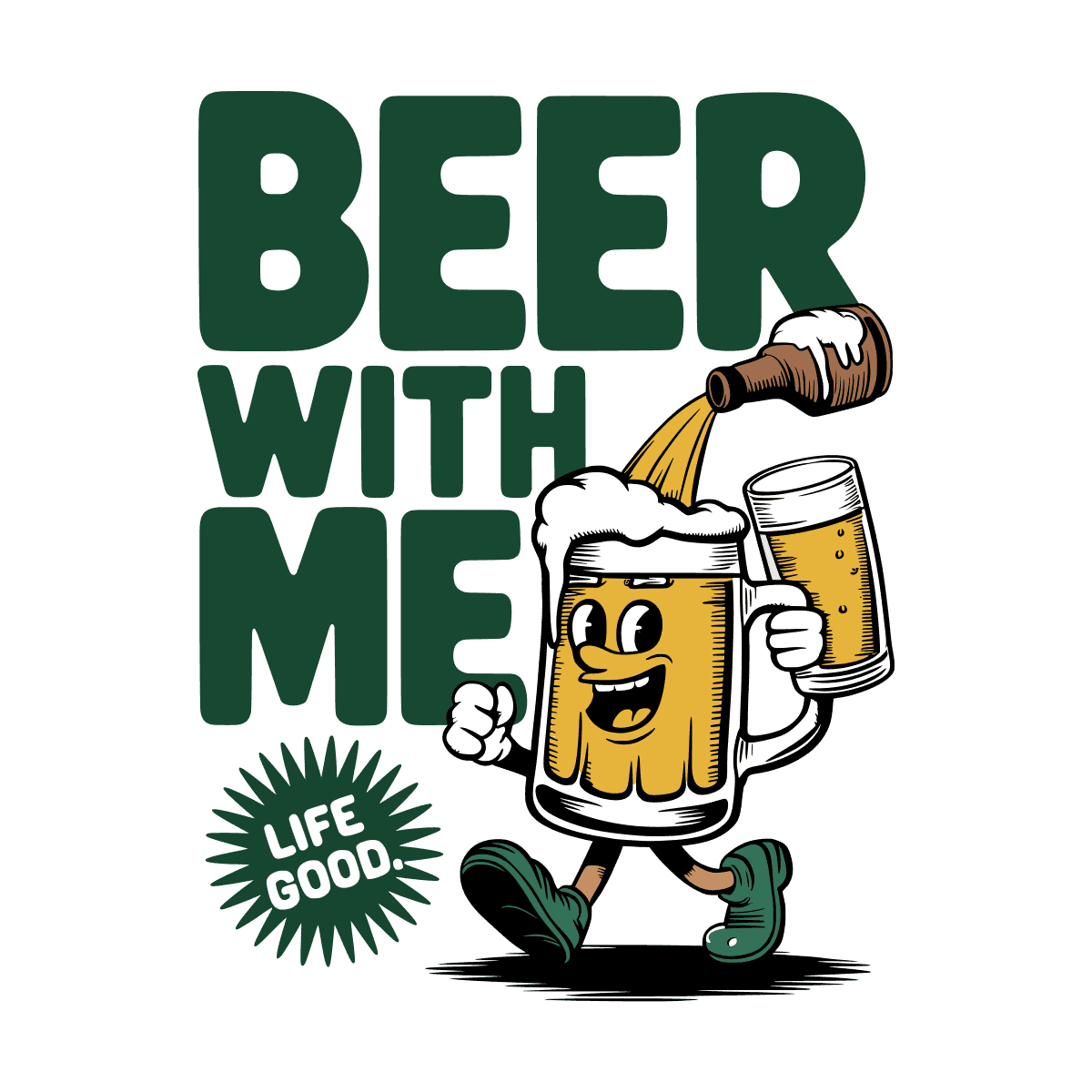 playful beer invitation design, beer with me typography