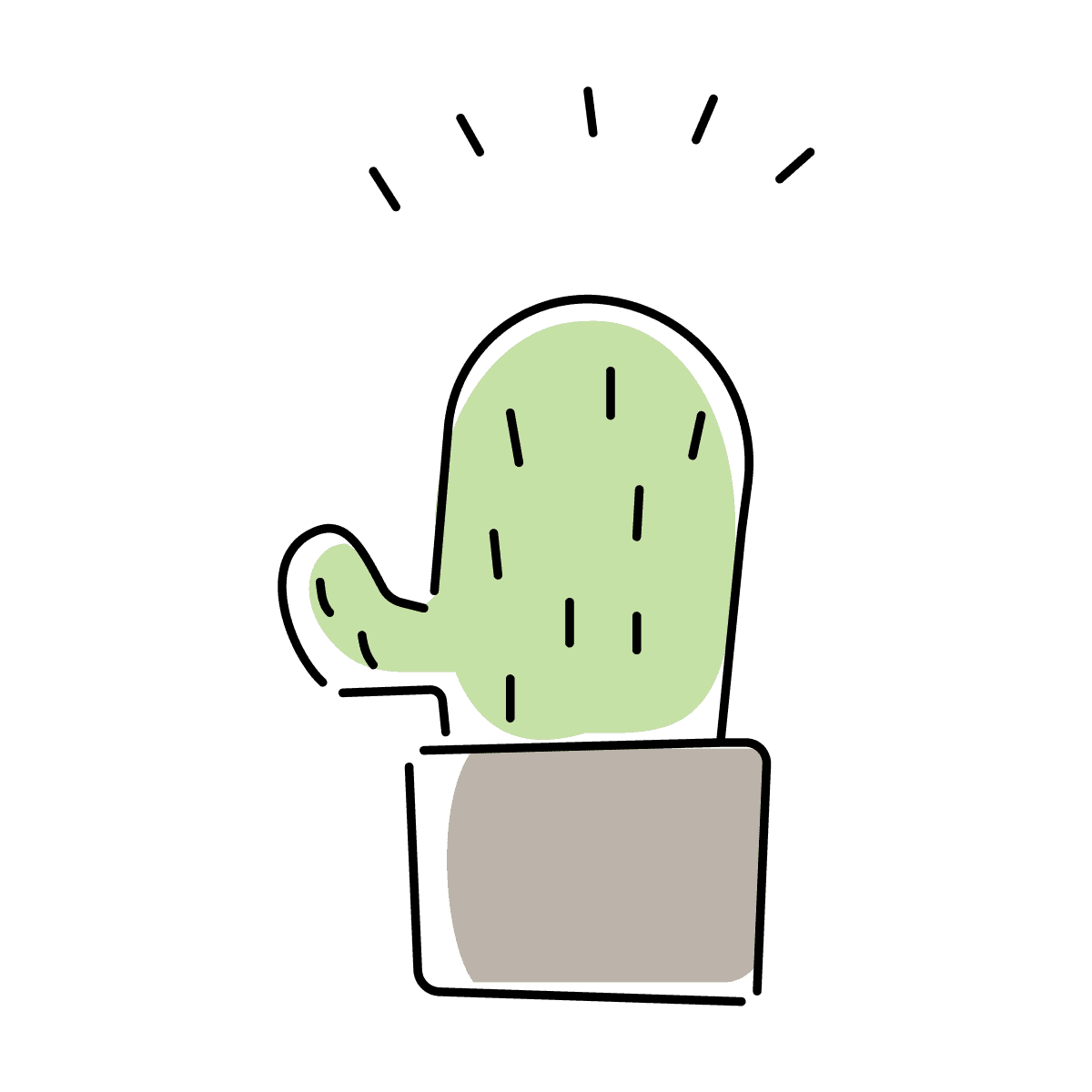 playful cactus icon in minimalist style
