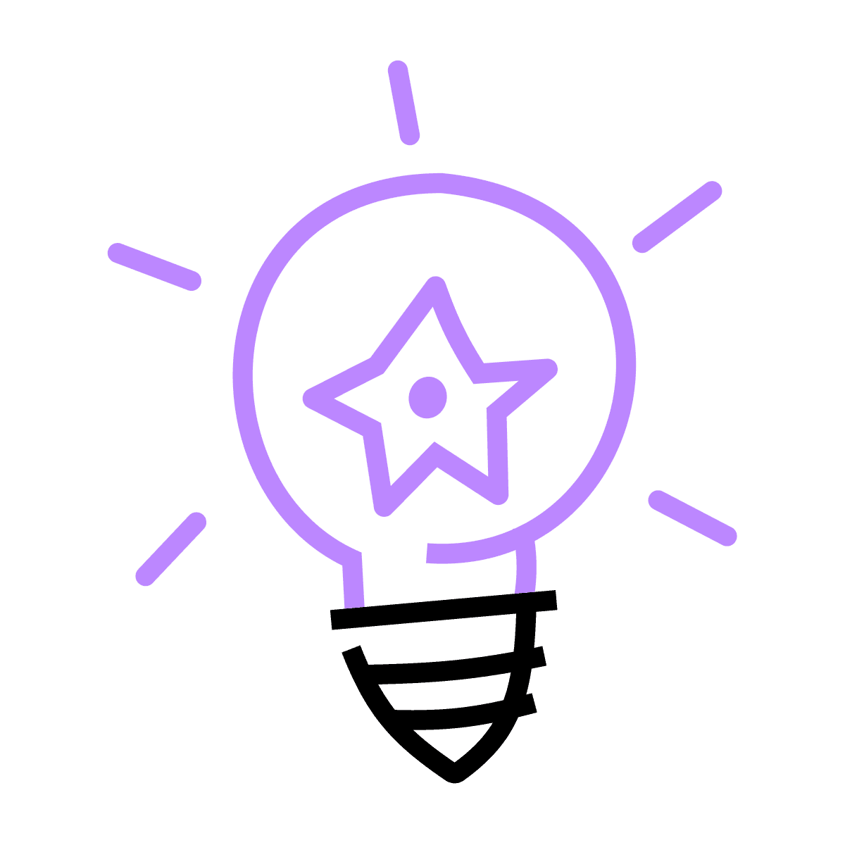 minimal line art lightbulb star icon for innovative tech branding