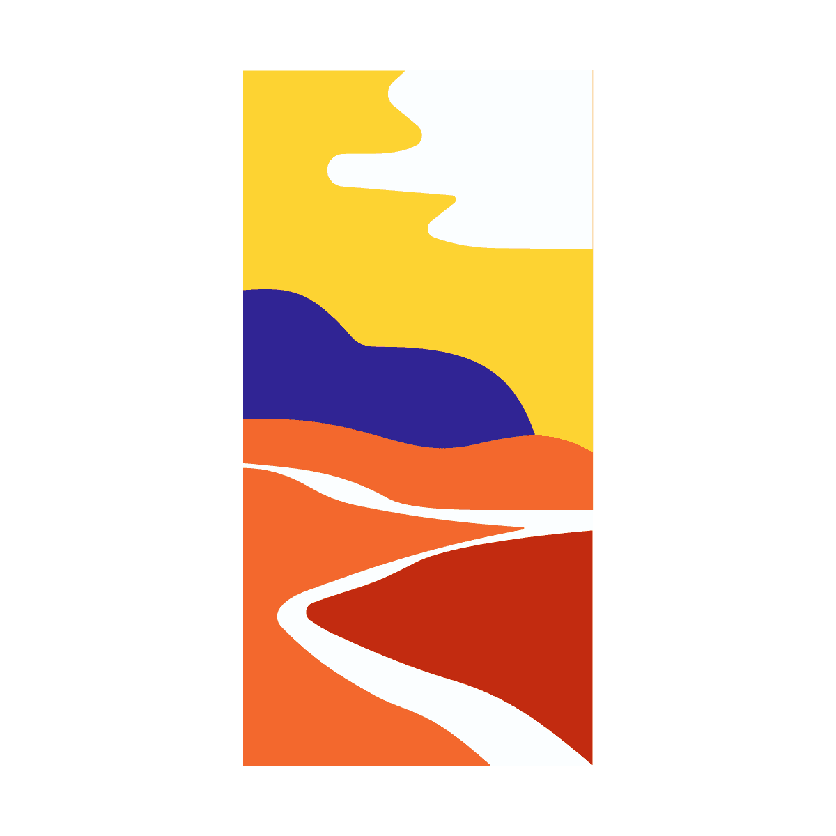 bold abstract desert landscape illustration with vibrant warm colors