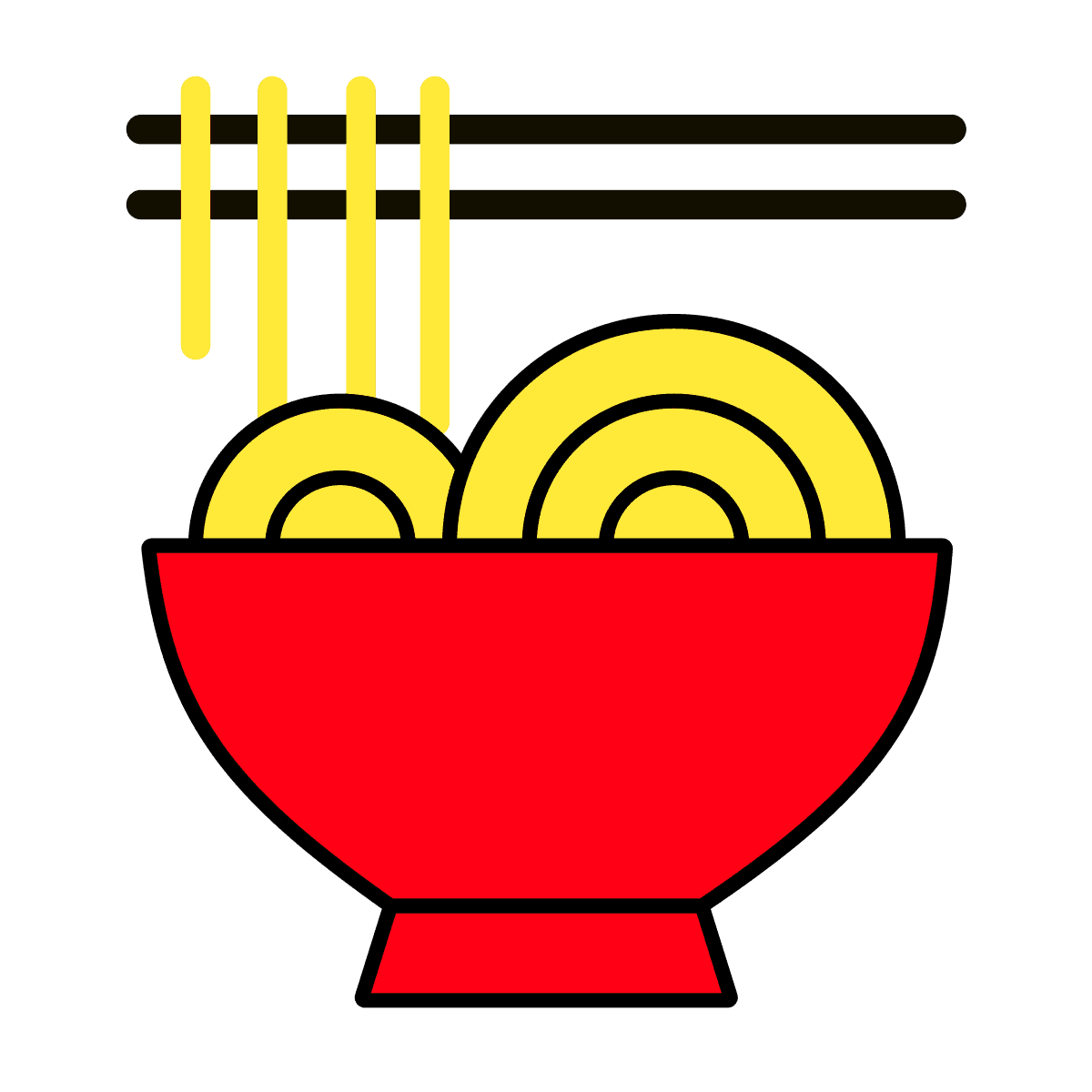 bold noodle bowl icon for vibrant asian food branding