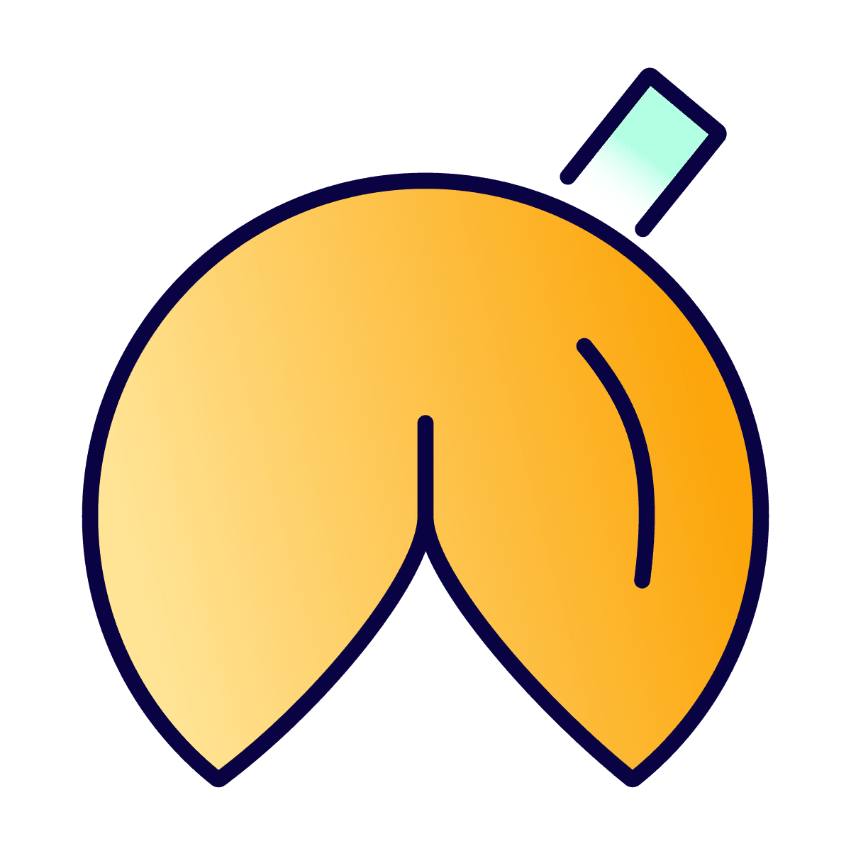 cheerful minimal line art fortune cookie icon with vibrant gradient
