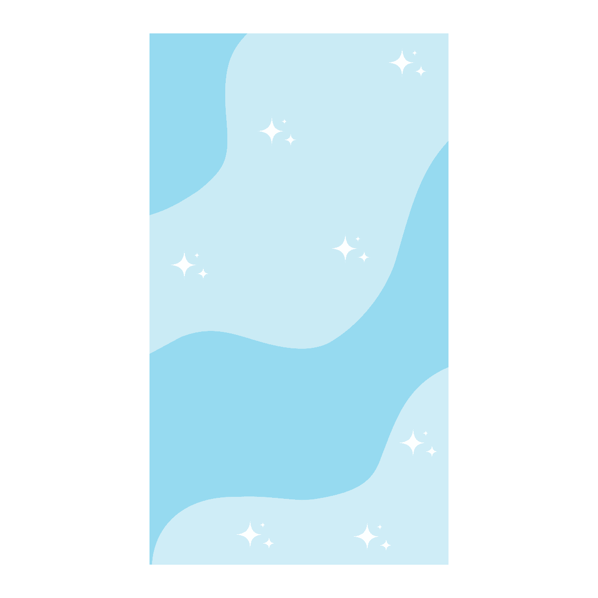 flat abstract illustration of flowing organic shapes in light blue and white with star elements