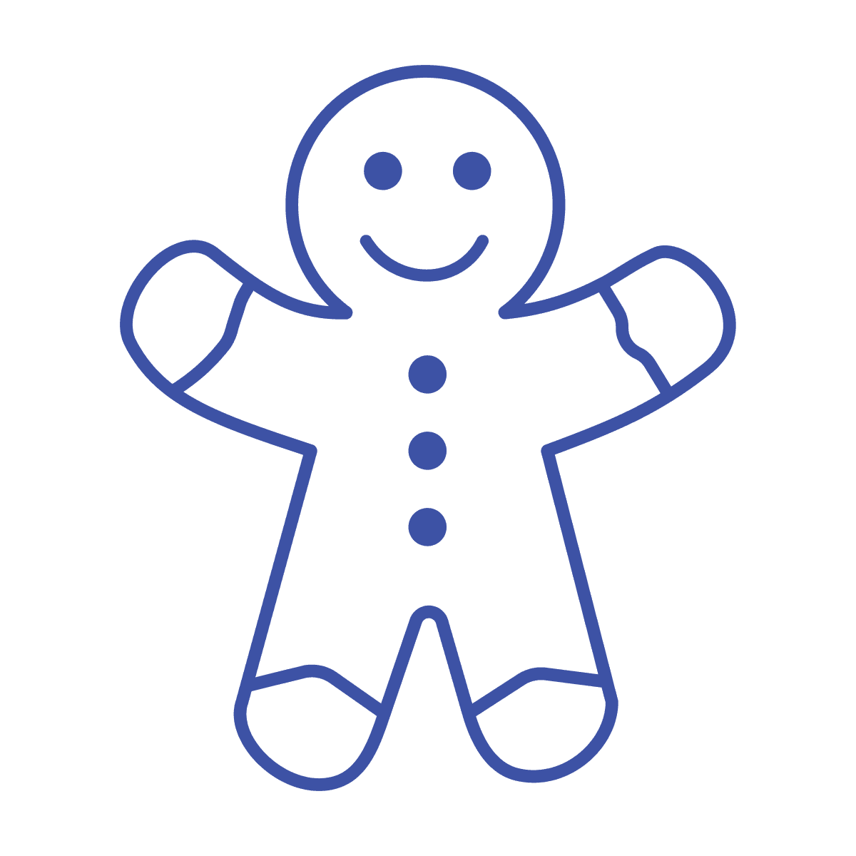 cheerful minimal blue gingerbread man line art for holidays