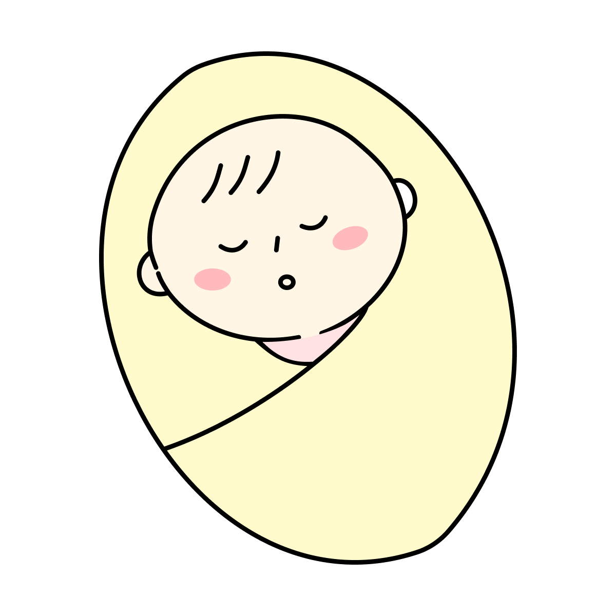 peaceful swaddled baby sleeping in blanket flat illustration for newborn care blogs and lullaby apps