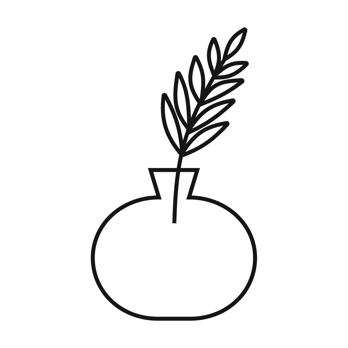 serene minimal line art vase and leaf illustration for modern branding