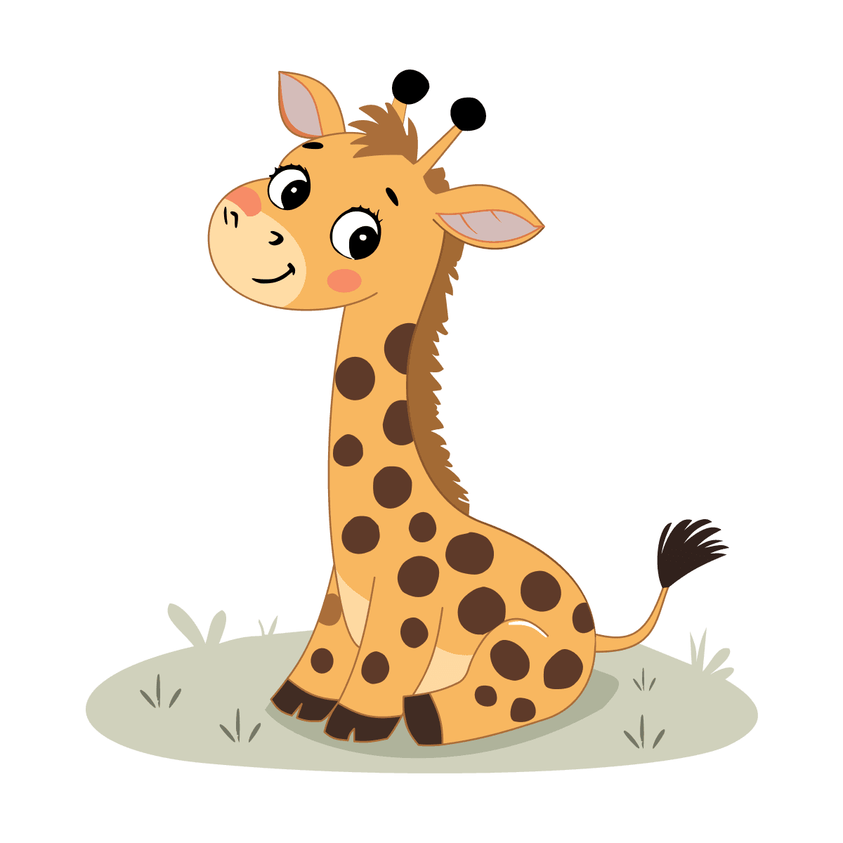 sweet flat illustration of a young giraffe calf sitting calmly