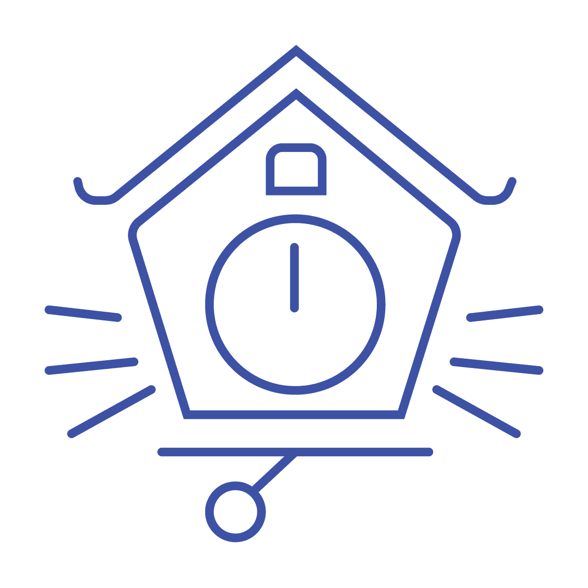 sleek minimal line art cuckoo clock icon for modern apps