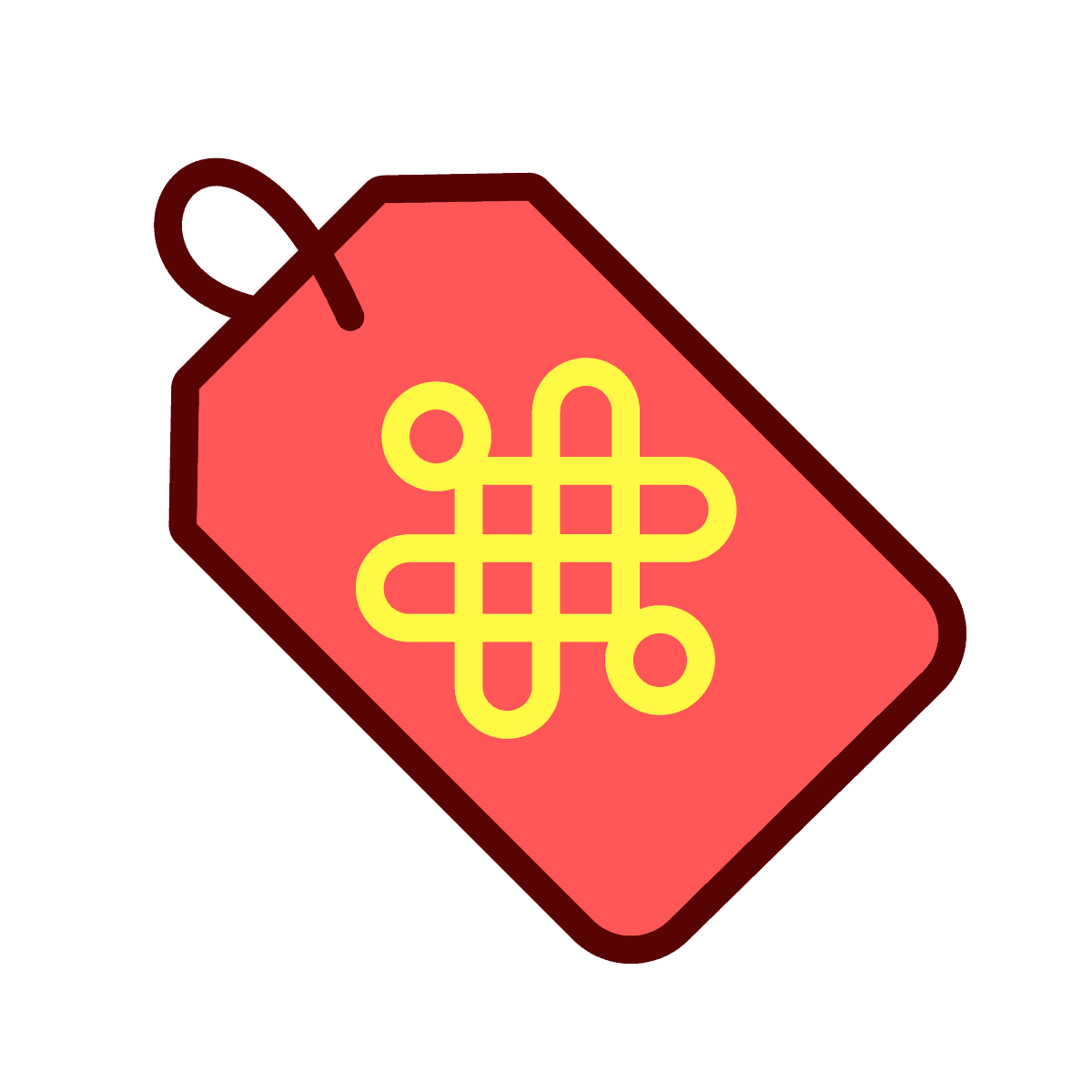 vintage red label with yellow geometric icon