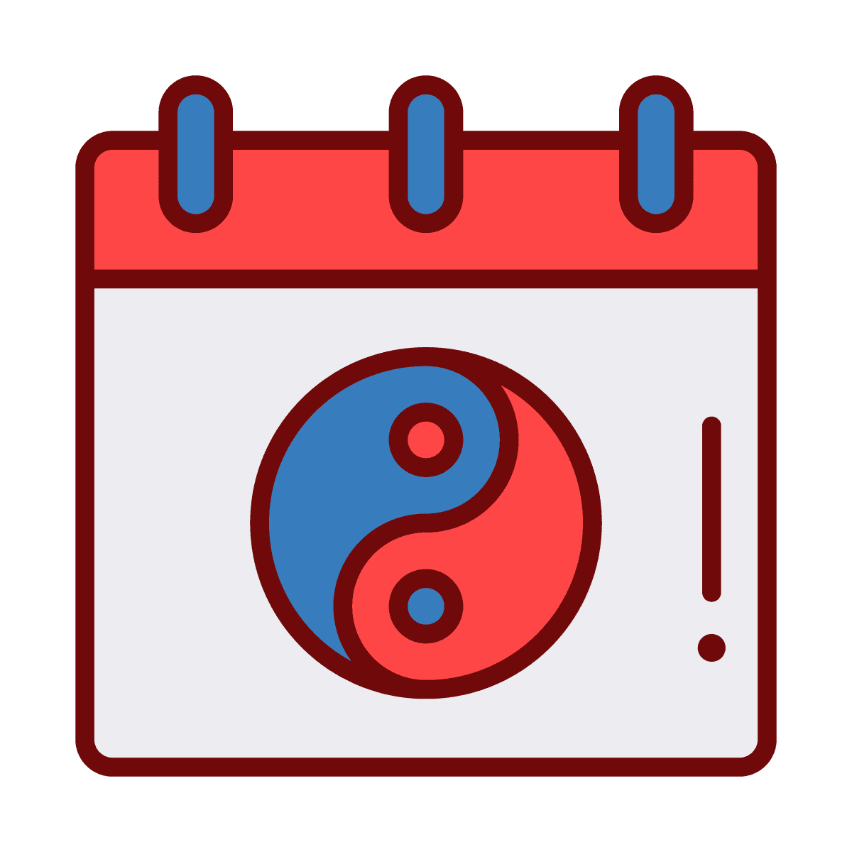 bold line art calendar icon with yin yang for balanced scheduling