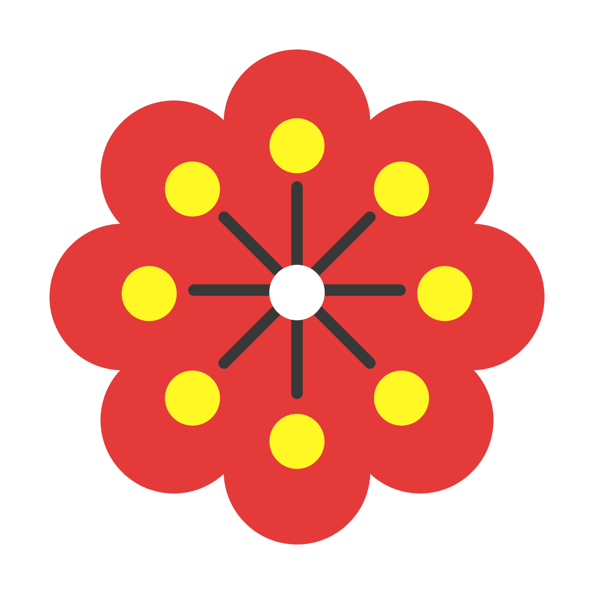 cheerful minimal geometric flower icon for festive designs