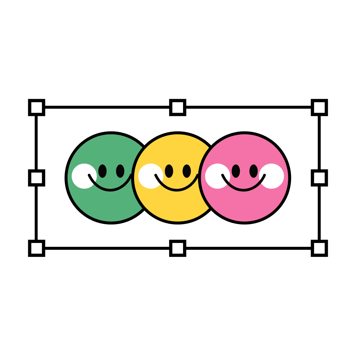 playful graphic smiley face icons with a vibrant y2k aesthetic