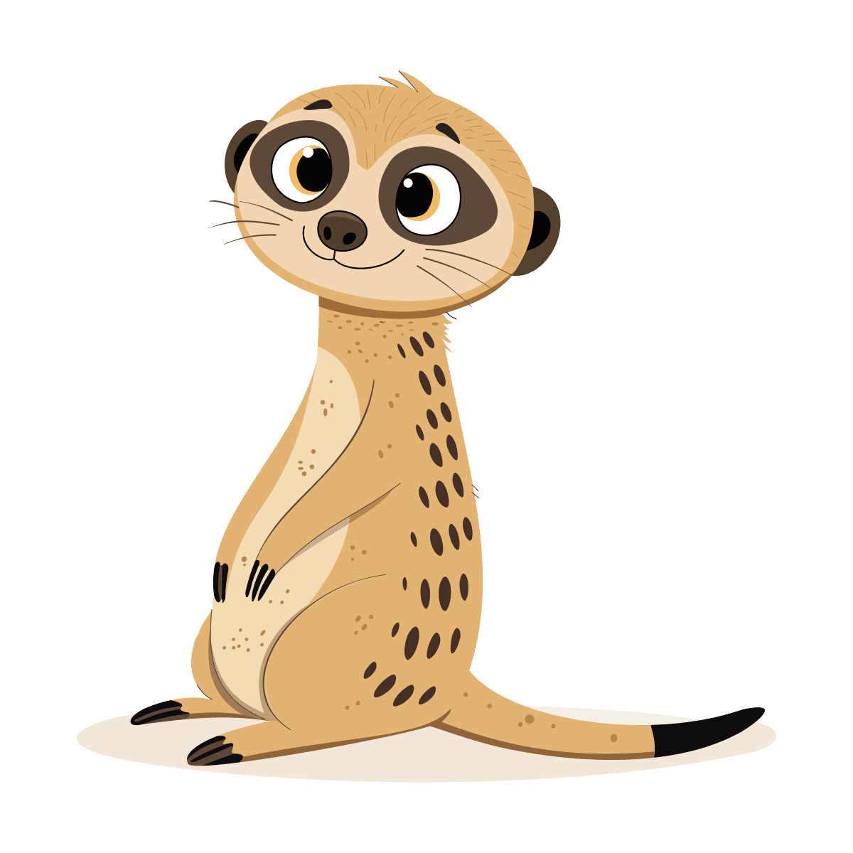 adorable cartoon meerkat illustration with a curious and happy expression