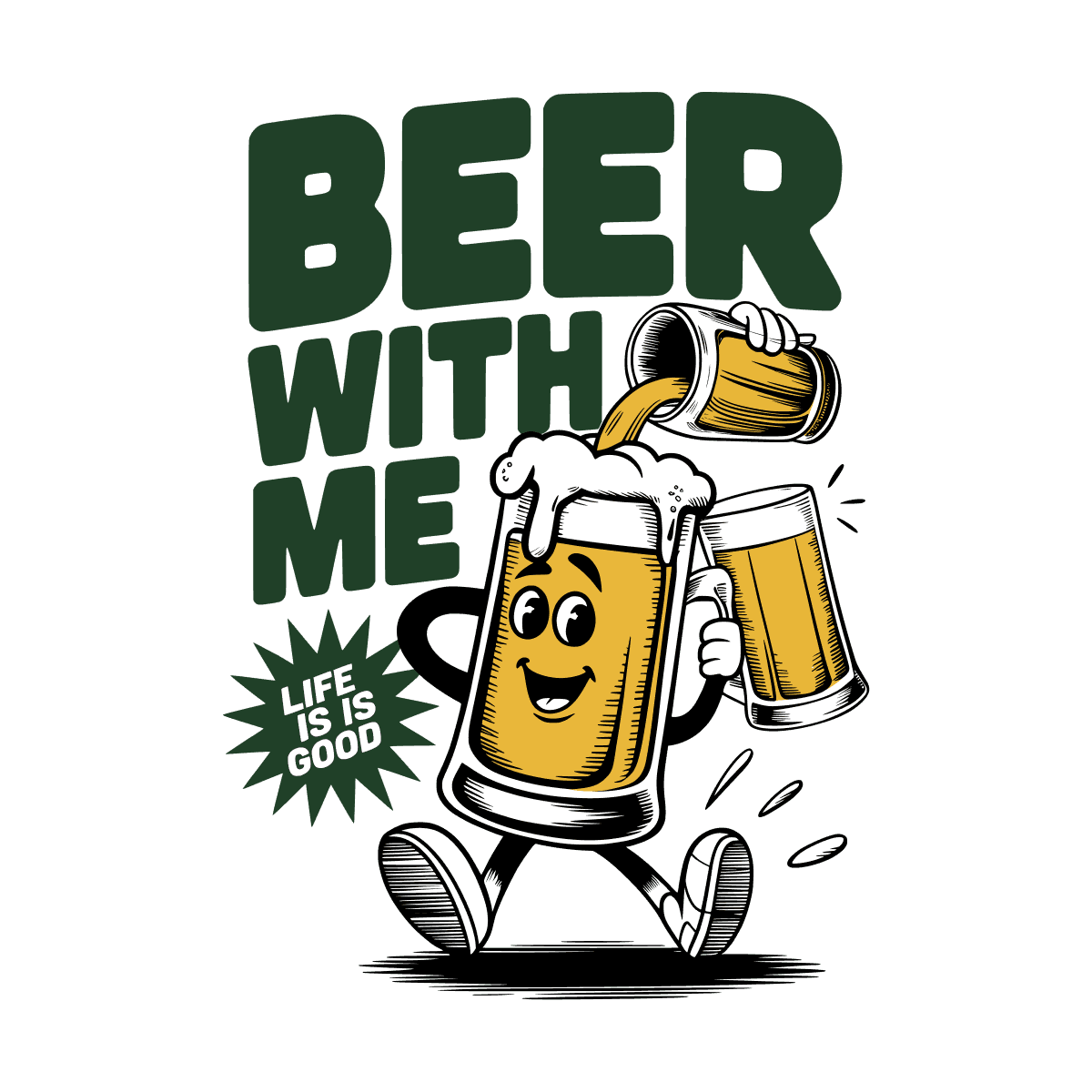 playful beer with me t-shirt design concept