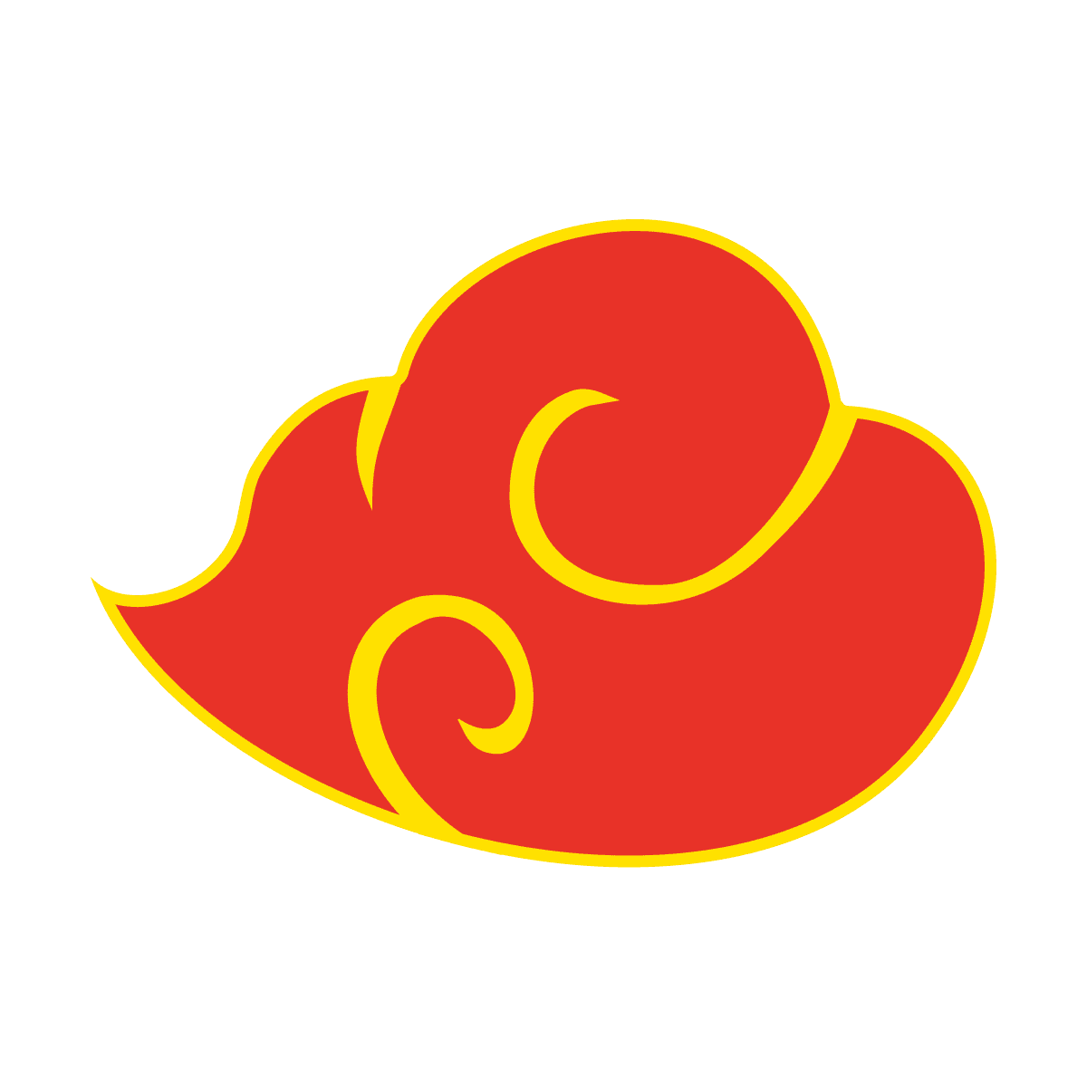 bold red and yellow traditional asian cloud symbol design