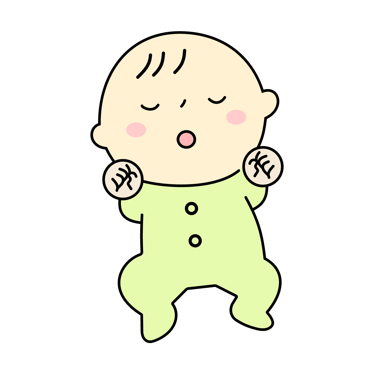 resting baby with scratch mittens flat illustration for newborn product sites and blog posts