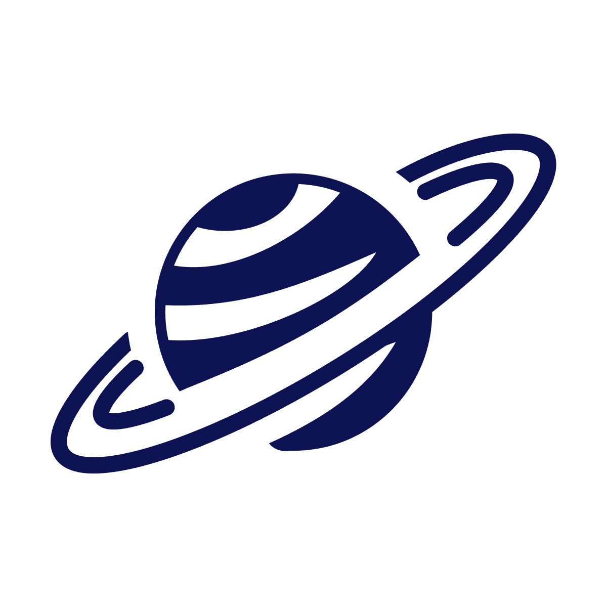 minimalist saturn icon in blue and white