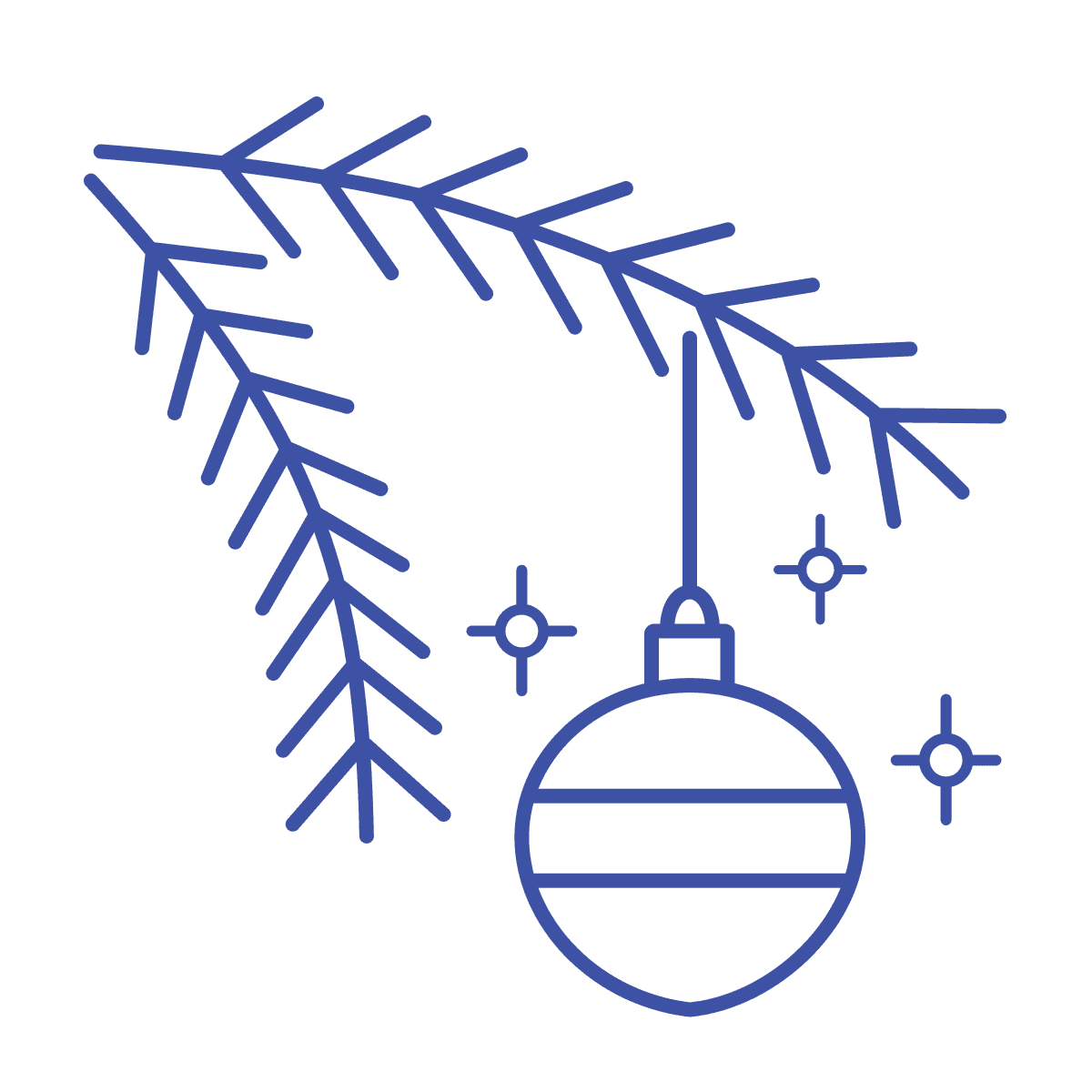 cheerful minimal line art christmas ornament icon for holiday designs