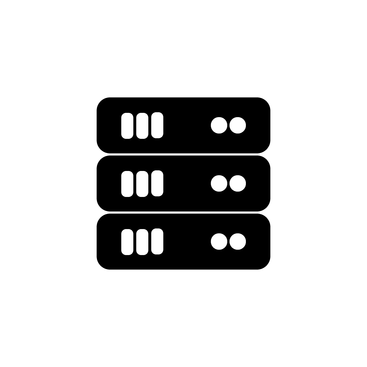 simple icon of three stacked network servers representing data and technology