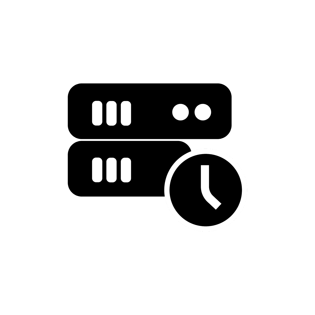 simple icon of two stacked network devices with clock indicator