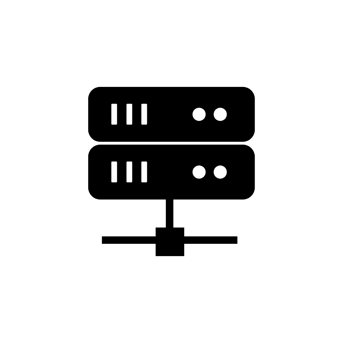 simple icon of two stacked network devices with connection point