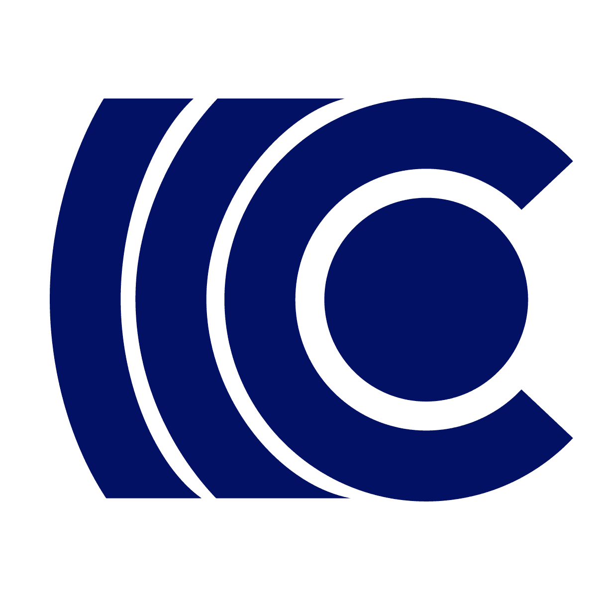dynamic dark blue letter c logo with curved lines