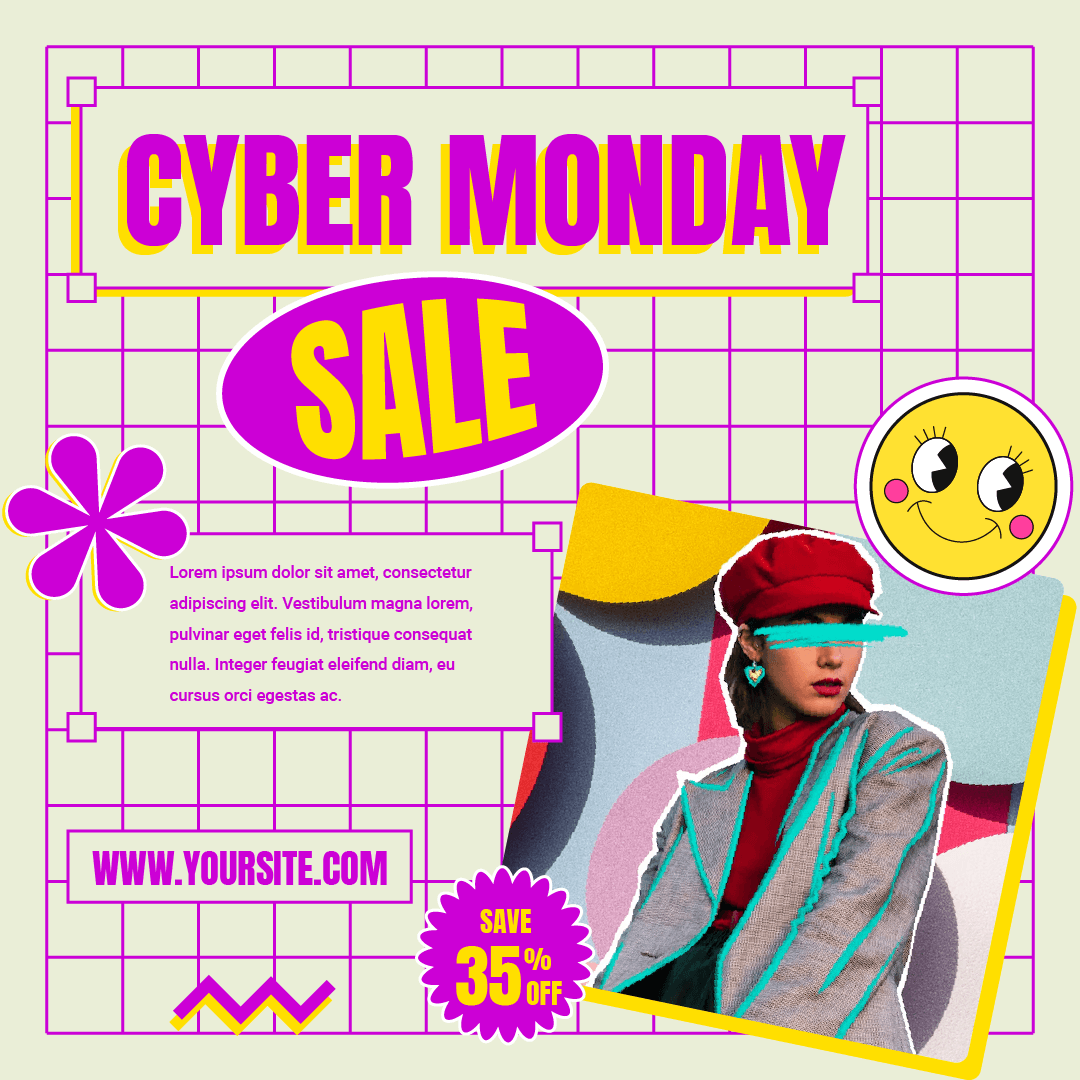 retro cyber monday sale banner design