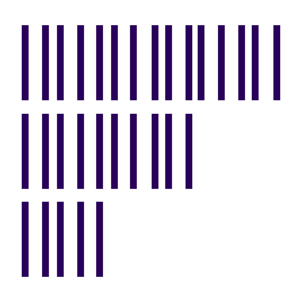 stylized letter f logo formed by vertical purple bars