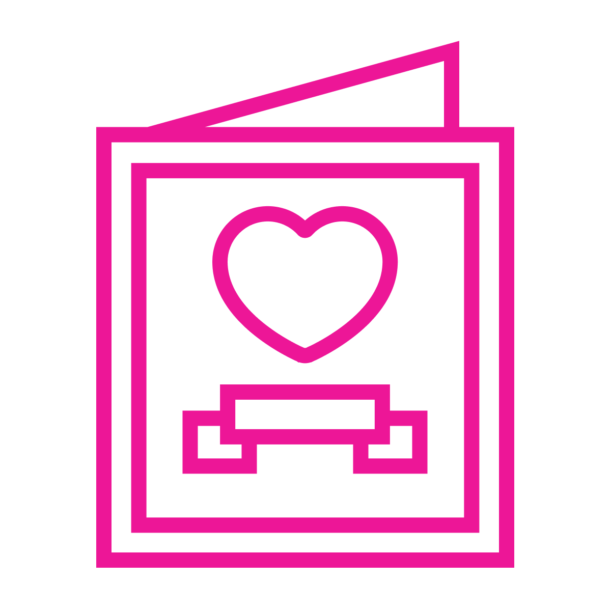 minimalist outline greeting card icon with heart for love notes and event invitations on website