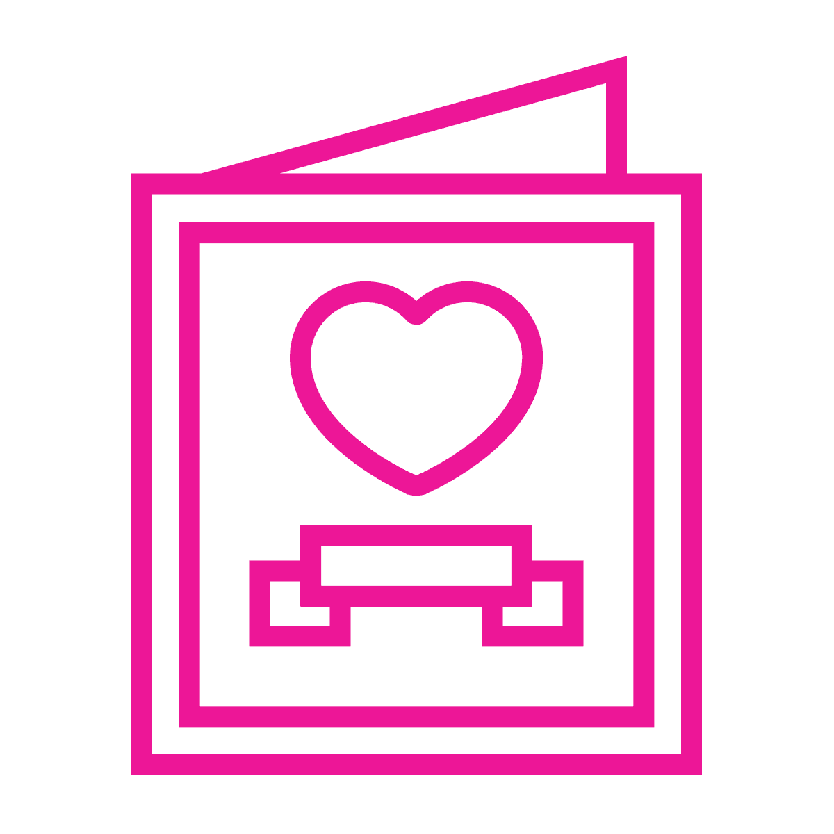 minimalist outline greeting card icon with heart for love notes and event invitations on website