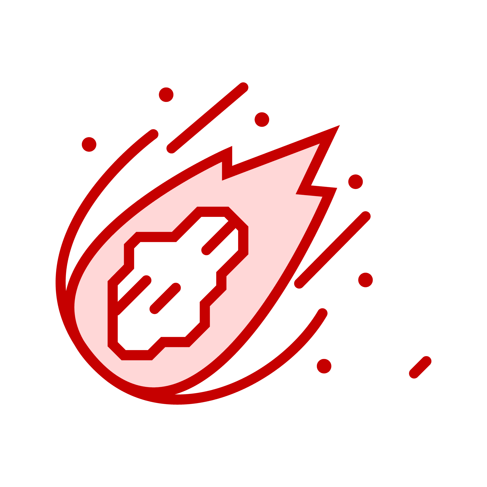 vintage red meteor icon hurtling swiftly design