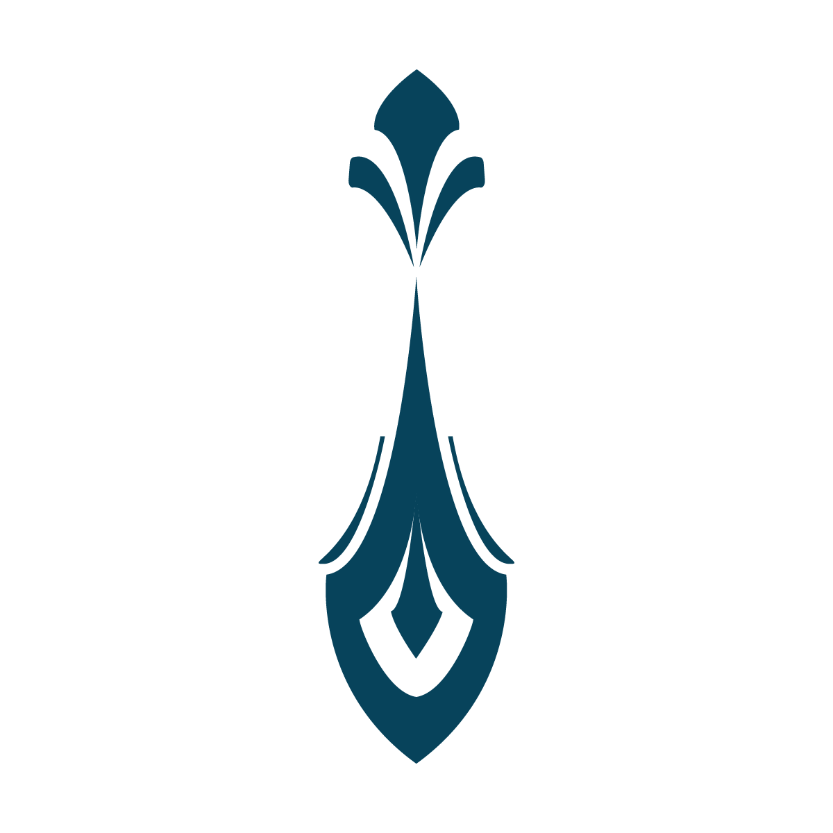 isolated stylized blue vertical teardrop element with pointed top and diamond base for decorative layouts