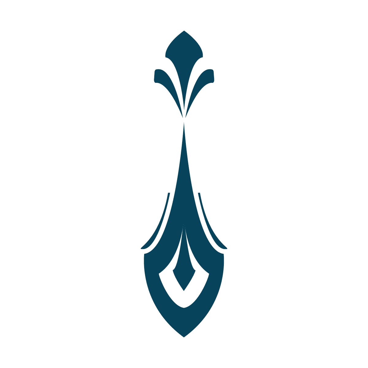 isolated stylized blue vertical teardrop element with pointed top and diamond base for decorative layouts