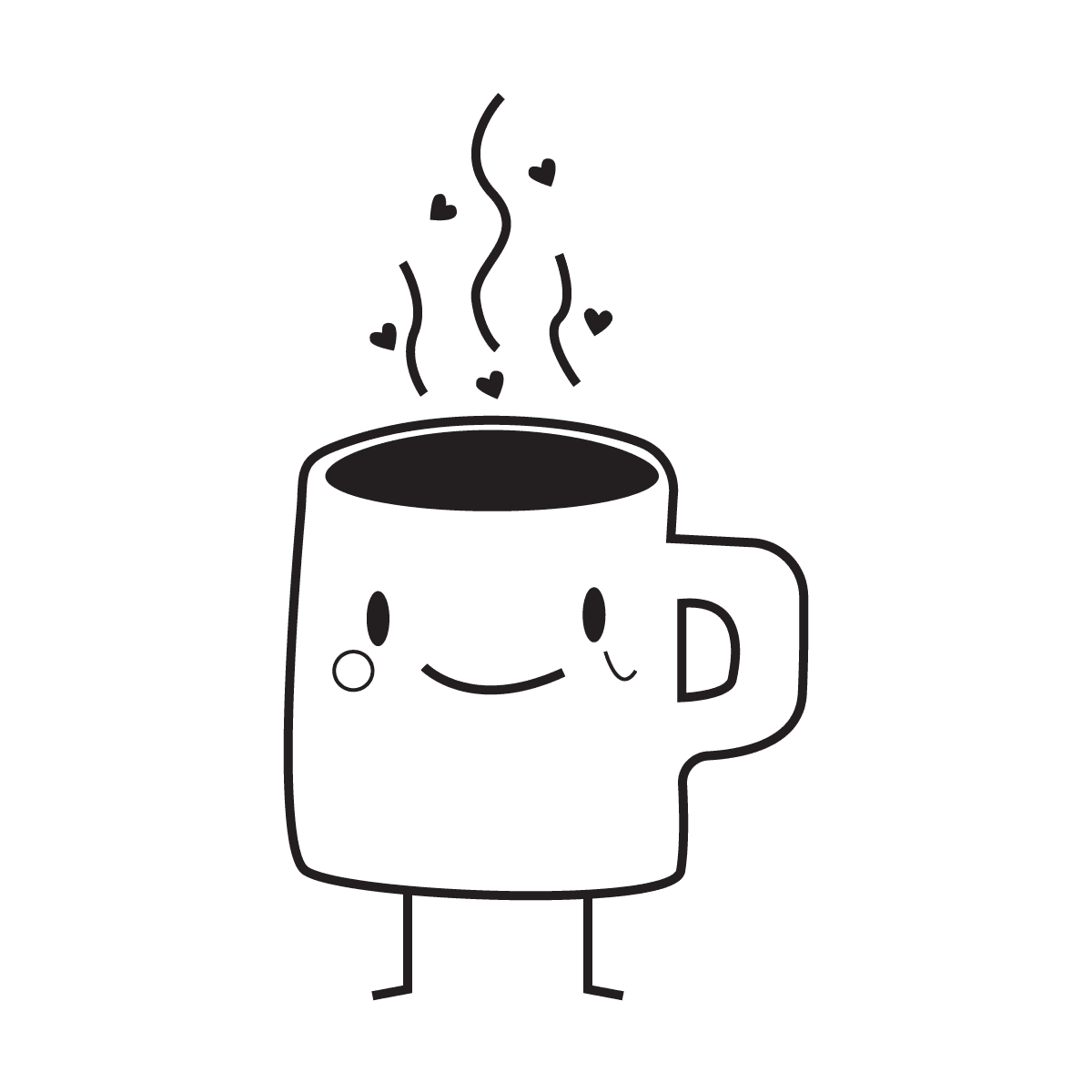 playful coffee mug icon in minimalist style