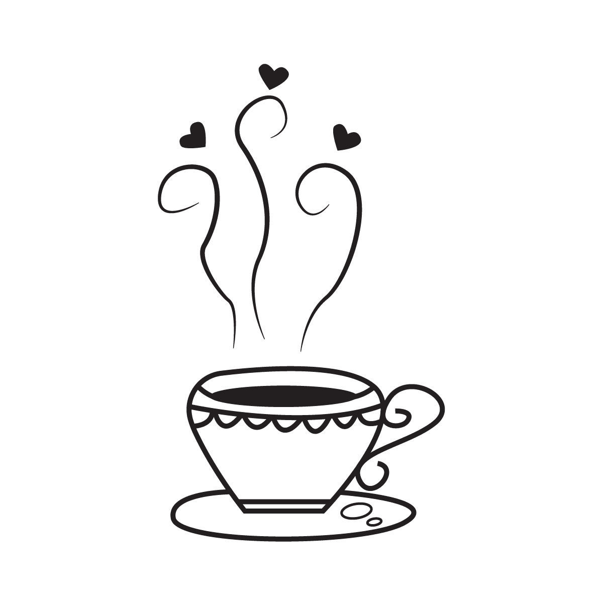 whimsical coffee cup with heart steam icon