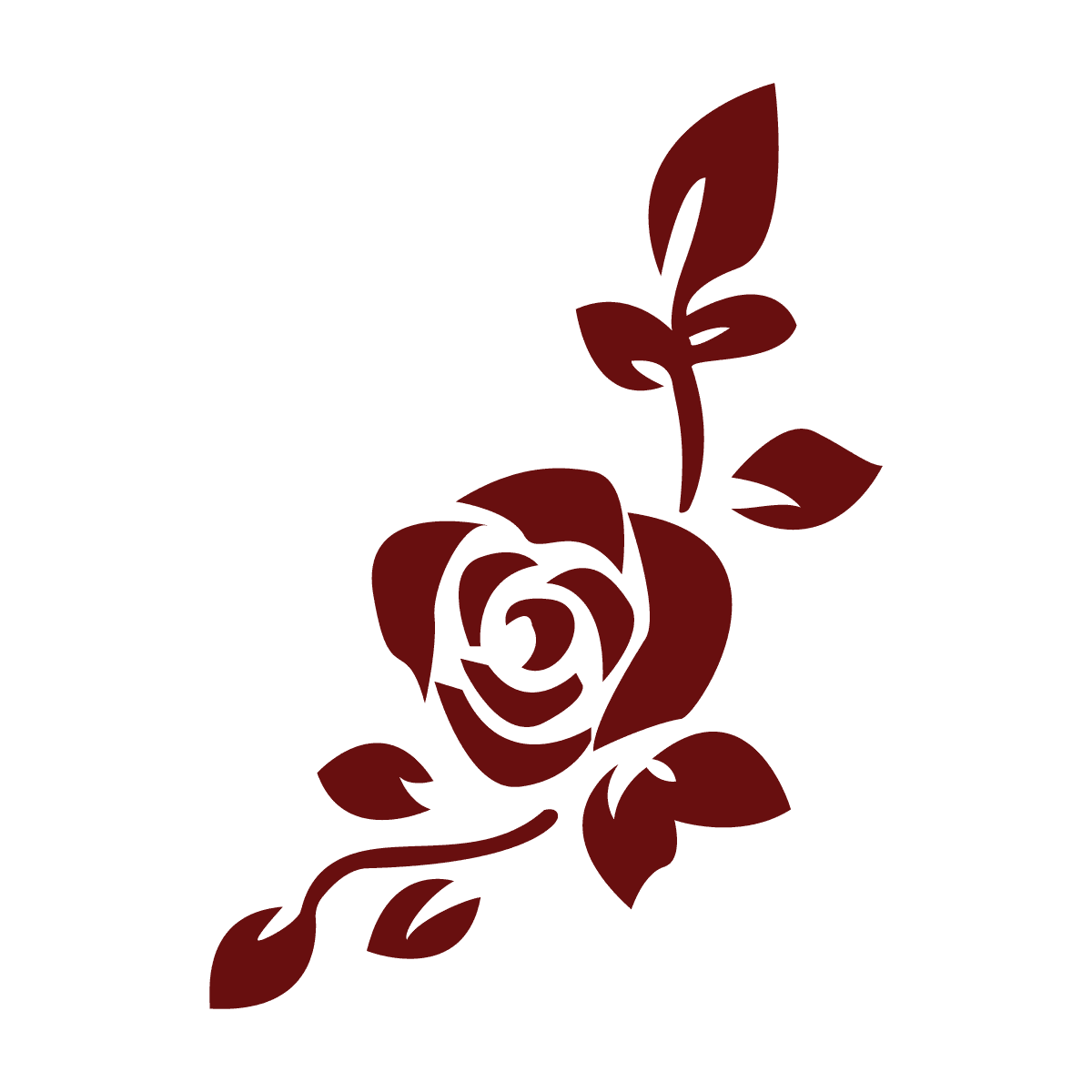 maroon rose element with detailed leaves and stem